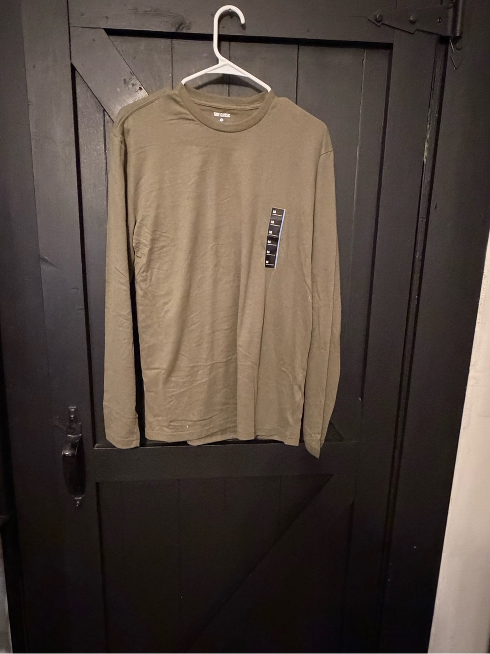 Men's Long Sleeve Crewneck Tee in Olive Green